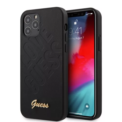 Guess iPhone 12 Pro Max Iridescent Love (GUHCP12LPUILGBK) hátlap, tok, fekete