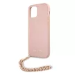 Guess iPhone 12 Pro Max Saffiano Gold Chain (GUHCP12LSASGPI) hátlap, tok, rózsaszín