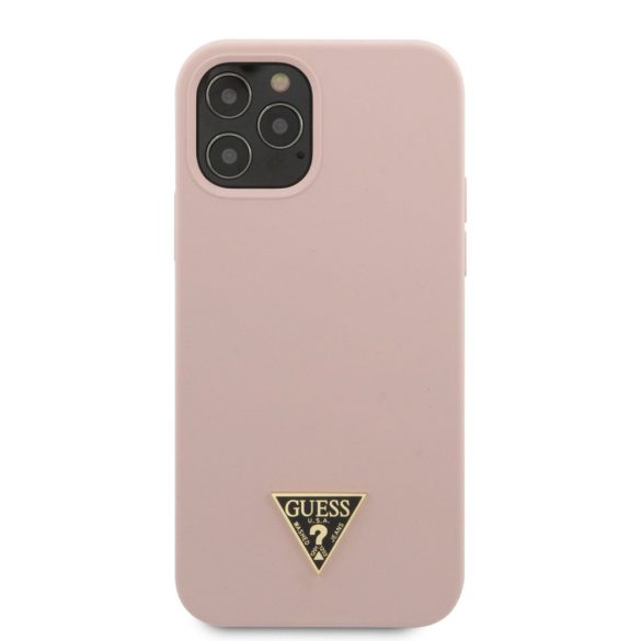 Guess iPhone 12/12 Pro Metal Triangle (GUHCP12MLSTMLP) hátlap, tok, rózsaszín
