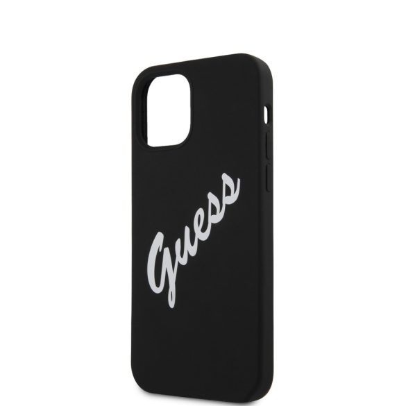 Guess iPhone 12 Mini Silicone Vintage (GUHCP12SLSVSBW) hátlap, tok, fekete