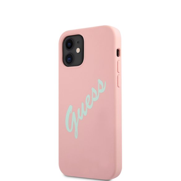 Guess iPhone 12 Mini Silicone Vintage (GUHCP12SLSVSPG) hátlap, tok, rózsaszín