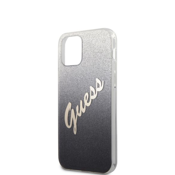 Guess iPhone 12 Mini Vintage Glitter Gradient (GUHCP12SPCUGLSBK) hátlap, tok, fekete