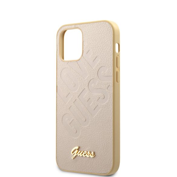 Guess iPhone 12 Mini Iridescent Love (GUHCP12SPUILGLG) hátlap, tok, arany