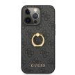 Guess iPhone 13 Pro 4G Ring Stand (GUHCP13L4GMRGR) hátlap, tok, sötétszürke