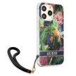 Guess GUHCP13LHFLSB iPhone 13 Pro/13 6.1" hátlap, tok Flower Strap, kék
