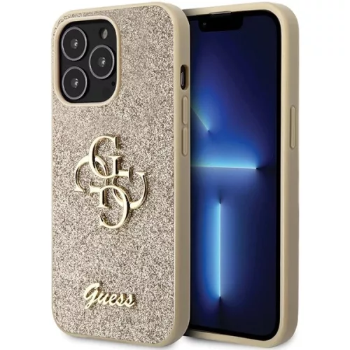 Guess GUHCP13LHG4SGD Glitter Script Big 4G iPhone 13 Pro 6.1" hátlap, tok, arany
