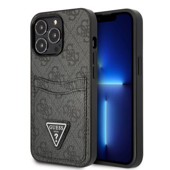   Guess iPhone 13 Pro 4G Saffiano Double Card (GUHCP13LP4TPK) hátlap, tok, fekete