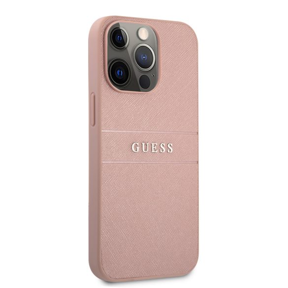 Guess iPhone 13 Pro Saffiano PU Leather (GUHCP13LPSASBPI) hátlap, tok, rózsaszín