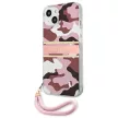 Guess GUHCP13MKCABPI Camo Strap Collection iPhone 13 6.1" różowy /, hátlap, tok, rózsaszín