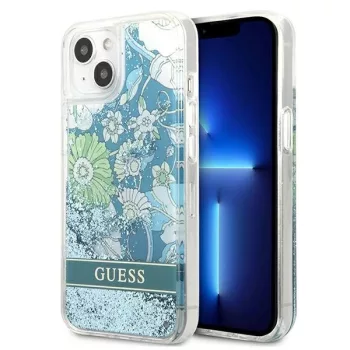   Guess GUHCP13MLFLSN iPhone 13 6.1" hátlap, tok Flower Liquid Glitter, zöld