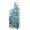 Guess GUHCP13MLFLSN iPhone 13 6.1" hátlap, tok Flower Liquid Glitter, zöld