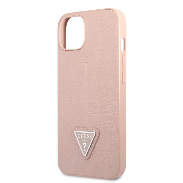 Guess iPhone 13 Saffiano Triangle (GUHCP13MPSATLP) hátlap, tok, rózsaszín
