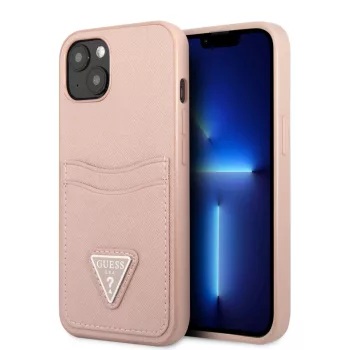   Guess iPhone 13 Saffiano Double Card (GUHCP13MPSATPP) hátlap, tok, rózsaszín