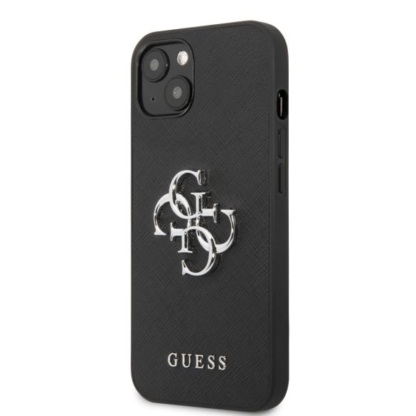 Guess iPhone 13 Saffiano 4G Metal Logo (GUHCP13MSA4GSBK) hátlap, tok, fekete