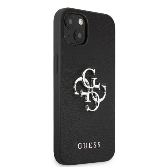 Guess iPhone 13 Saffiano 4G Metal Logo (GUHCP13MSA4GSBK) hátlap, tok, fekete