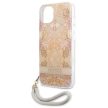 Guess GUHCP13SHFLSD iPhone 13 mini 5.4" hátlap, tok Flower Strap, arany