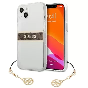   Guess GUHCP13SKB4GBR 4G Brown Strap Charm iPhone 13 mini 5,4" hátlap, tok, átlátszó