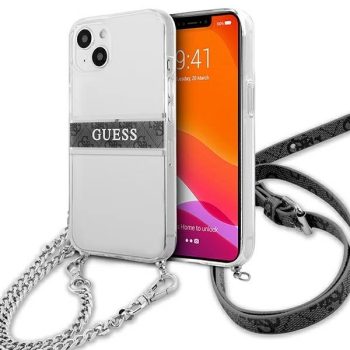   Guess GUHCP13SKC4GBSI Grey Strap Silver Chain iPhone 13 mini 5.4" hátlap, tok, átlátszó
