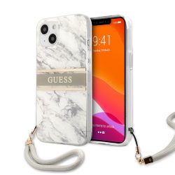   Guess iPhone 13 Mini Marble Stripe márvány mintás hátlap, tok, fehér-szürke