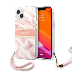   Guess iPhone 13 Mini Marble Stripe márvány mintás hátlap, tok, rózsaszín