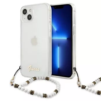   Guess GUHCP13SKPSWH Transparent hátlap, tok, White Pearl iPhone 13 mini 5.4" hátlap, tok, átlátszó