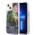 Guess iPhone 13 Mini Liquid Glitter Flower (GUHCP13SLFLSB) hátlap, tok, kék