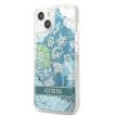 Guess GUHCP13SLFLSN Flower Liquid Glitter iPhone 13 mini 5.4", hátlap, tok, zöld