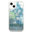 Guess GUHCP13SLFLSN Flower Liquid Glitter iPhone 13 mini 5.4", hátlap, tok, zöld
