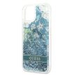 Guess GUHCP13SLFLSN Flower Liquid Glitter iPhone 13 mini 5.4", hátlap, tok, zöld