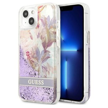   Guess GUHCP13SLFLSU iPhone 13 mini 5.4"hátlap, tok Flower Liquid Glitter, lila