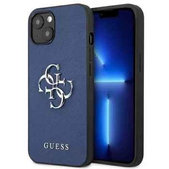   Guess GUHCP13SSA4GSBL iPhone 13 mini 5.4" hátlap, tok Saffiano 4G Metal Logo, kék