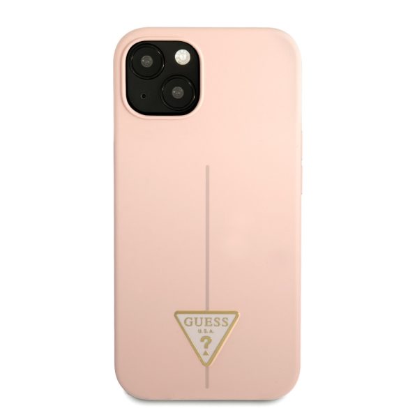 Guess iPhone 13 Mini Silicone Line Triangle (GUHCP13SSLTGP) hátlap, tok, rózsaszín