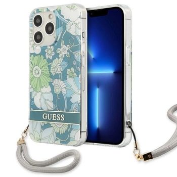   Guess GUHCP13XHFLSN Flower Strap iPhone 13 Pro Max 6.7", hátlap, tok, zöld