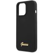 Guess GUHCP13XLSLMGBK iPhone 13 Pro Max 6.7" hátlap, tok Silicone Script Gold Logo, fekete