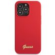 Guess GUHCP13XLSLMGRE iPhone 13 Pro Max 6.7" hátlap, tok Silicone Vintage Gold Logo, piros