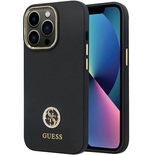 Guess GUHCP13XM4DGPK hátlap, tok iPhone 13 Pro Max 6.7" Silicone Logo Strass 4G, fekete