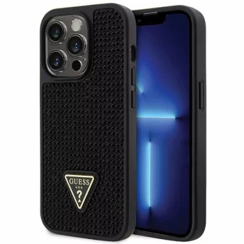   Guess GUHCP14LHDGTPK Rhinestone Triangle iPhone 14 Pro 6.1", hátlap, tok, fekete