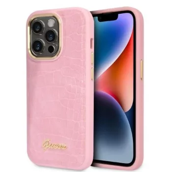   Guess GUHCP14LHGCRHP Croco Collection iPhone 14 Pro 6,1", hátlap, tok, rózsaszín