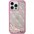 Guess GUHCP14LLC4PSGP iPhone 14 Pro 6.1" hátlap, tok Liquid Glitter 4G Transculent, rózsaszín
