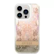 Guess iPhone 14 Pro Flower Liquid Glitter (GUHCP14LLFLSD) hátlap, tok, színes