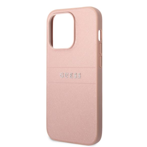 Guess iPhone 14 Pro PU Leather Saffiano (GUHCP14LPSASBPI) hátlap, tok, rózsaszín