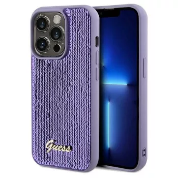   Guess GUHCP14LPSFDGSU Sequin Script Metal iPhone 14 Pro 6.1", hátlap, tok, lila