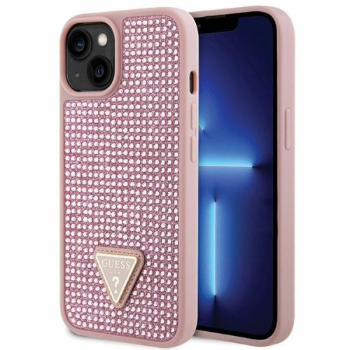 Guess iPhone 14 Plus hardcase Rhinestone Triangle (GUHCP14MHDGTPP) hátlap, tok, rózsaszín