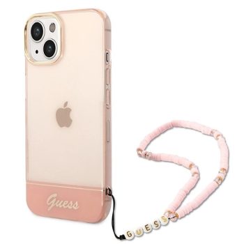   Guess GUHCP14MHGCOHP iPhone 14 Plus 6.7" hátlap, tok Translucent Pearl Strap, rózsaszín