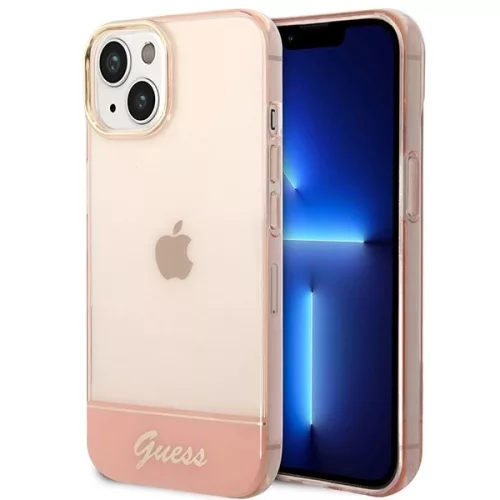 Guess GUHCP14MHGCOP Translucent iPhone 14 Plus/15 Plus 6.7" hátlap, tok, rózsaszín