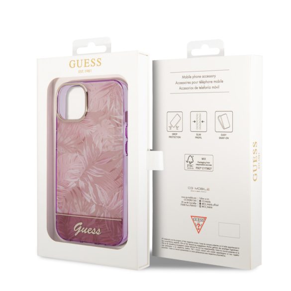 Guess iPhone 14 Plus Jungle Collection (GUHCP14MHGJGHP) hátlap, tok, rózsaszín