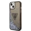 Guess iPhone 14 Plus Liquid Glitter Triangle Logo (GUHCP14MLFCTPK) hátlap, tok, fekete
