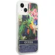 Guess GUHCP14MLFLSB iPhone 14 Plus 6.7 " hátlap, tok Flower Liquid Glitter, kék