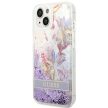 Guess GUHCP14MLFLSU Flower Liquid Glitter iPhone 14 Plus/15 Plus 6.7", hátlap, tok, lila