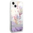 Guess GUHCP14MLFLSU Flower Liquid Glitter iPhone 14 Plus/15 Plus 6.7", hátlap, tok, lila